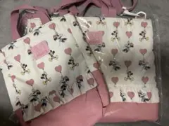 ミニーマウス　レッスンバッグ＆シューズバッグ