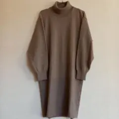 【アンゴラ混】PIAZE ピアゼ タートルネックニットワンピース モカ 11号