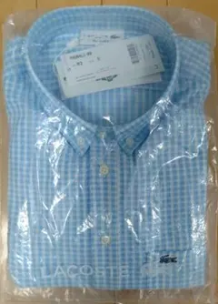 LACOSTE 水色 チェック ポロシャツ サイズ5 タグ付未使用