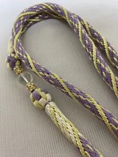 美品♢帯締め♢丸ぐけ♢金糸♢ストーン♢紫♢成人式