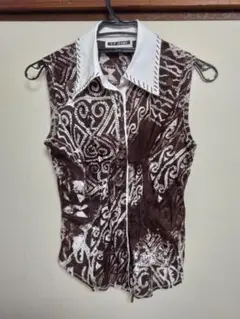 D.F. JEANS ノースリーブシャツ ブラウン