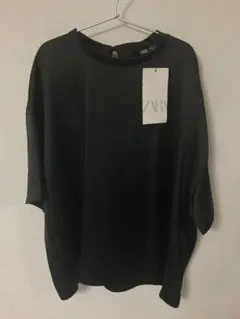 ZARA サテンシャツ　ブラック　M