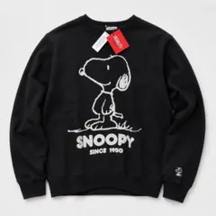 【新品タグ付】PEANUTS スヌーピー 裏起毛 トレーナー スウェット 黒 Mのサムネイル
