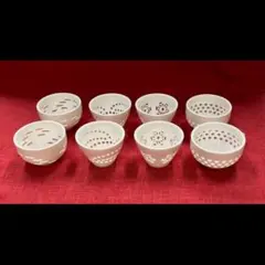 ８個セット 　蛍手陶器 お猪口 薬味入れ　新品 未使用　♦最終価格♦