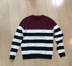 URBAN RESEARCH ボルドー ストライプ ニット M