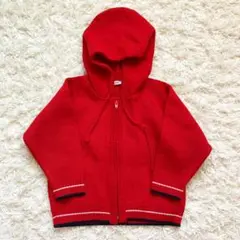 ファミリア  ニット パーカー 90 赤 レッド 美品 フード