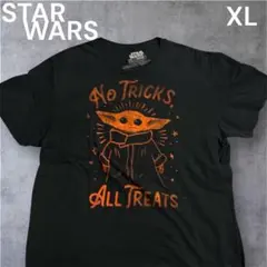 STAR WARS グローグー ベビーヨーダ プリントTシャツ XL 黒 古着