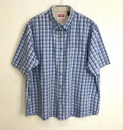 Wrangler 半袖チェックシャツ 2XL ブルー BD コットンのサムネイル