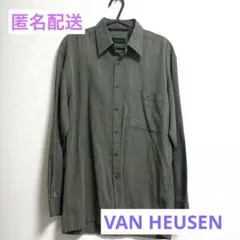 VAN HEUSEN オリーブグリーン チェック柄 メンズ 長袖シャツ