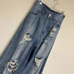 美品　Chico０サイズ　ダメージジーンズ　ハイウェスト