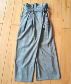 アダムエロペ　チェック柄 ハイウエストワイドパンツ ベルト付き