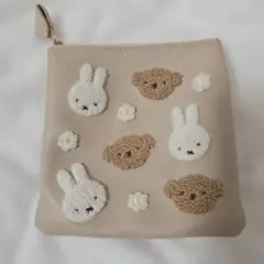 Dick Bruna ミッフィー ボア刺繍 ポーチ ベージュ 刺繍のサムネイル