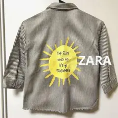 ZARA バックプリント ストライプ柄シャツ　110