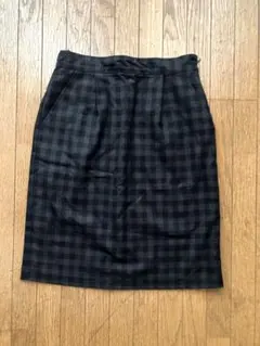 ギンガムチェック タイト 黒 M スカート チェック 四角 裏地 ストレート