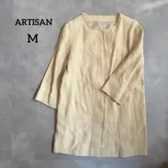 アルチザン ノーカラージャケット リネン混 M ライトベージュ 春 アウターのサムネイル