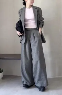 UNIQLO Ｃ　ユニクロシー　ツイードタックワイドパンツ 64