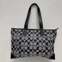 （中古美品）COACHコーチ トートバッグ ブラック×グレーのサムネイル