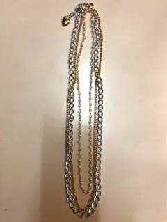 パール　ゴールド　シルバー3連重ねネックレス