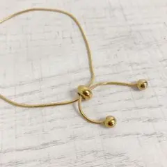 サージカルステンレス☆スライド式チェーンブレスレット／ゴールド L7161