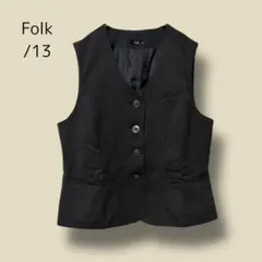 3310　【Folk】　ベスト　フォーマル　水玉　ドット　13号　黒　事務服のサムネイル