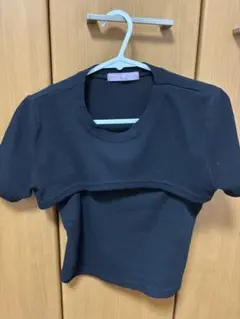 W♥C 黒 半袖ドッキングショートトップスのサムネイル