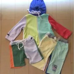 デニム＆ダンガリー他＊配色パイルパーカー&パンツ＊③枚セット＊100-110