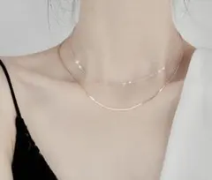 【SALE】重ね付け 2連ネックレス サージカルステンレス　ピンクゴールド