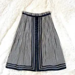 MOGA モガ ストライプ柄 ロング フレア プリーツスカート 綺麗め ふんわりのサムネイル