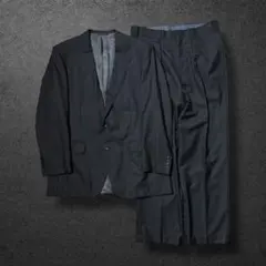 バーバリーロンドンセットアップスーツAB6ブラック2ピースツータック裾ダブル