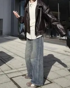 【完売品】YOLO 短丈PUレザージャケット SR0029 ブラック L