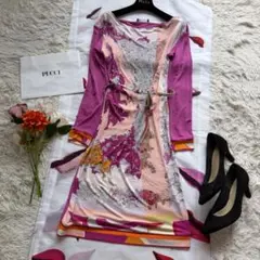 【美品】EMILIO PUCCI プッチ柄ワンピース ベルト付き インナー付きのサムネイル