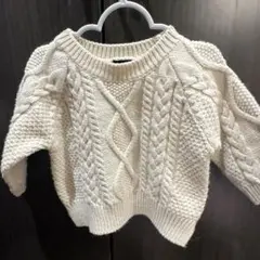 韓国子供服　Aosta アイボリー ケーブル編みニット Sサイズ