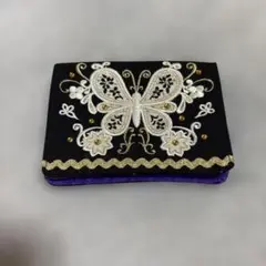 〔ANNA SUI〕アナスイ♡バタフライ 未使用品♡蝶刺繍ポーチ黒パープル紫