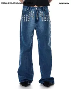 BEEDEN METAL EYELET SEMI LOOSE DENIM デニム