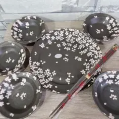 【新品】宇野千代 桜 皿 7点セット 大皿 小鉢 小皿 さい箸