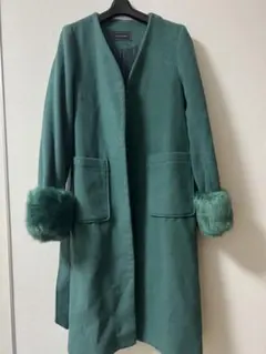 グリーン フリース ロングコート