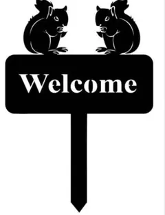 ガーデン　WELCOME　ガーデンピック　リス　鉄　アイアン　雑貨　ガーデニング