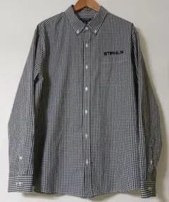 US古着　ギンガムチェックシャツ　黒×白　サイズ　XL