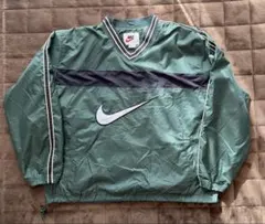 Nike XL グリーン Vネック ナイロンジャケット　90s