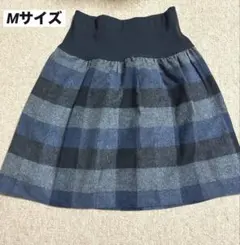 ネイビー系チェック フレアスカート　Mサイズ