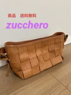 美品 送料込 zucchero風　本革 レザー ボディバッグ ブラウン