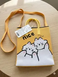 猫イラスト付きショルダーバッグ