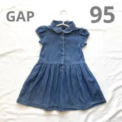 baby GAP 2year  95 ギャップ　デニムワンピース　パフスリーブ