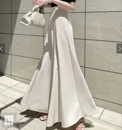 GRL グレイル スカート ハイウエスト ロング フレア アイボリー Lサイズ