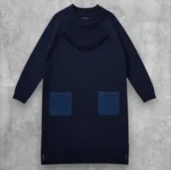COMME CA ISM デニム×ニット切替長袖ワンピース Ｌ ONIGIRI