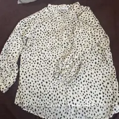 GLOBAL WORK ドット柄長袖ブラウス XL