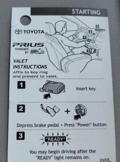 米国トヨタ純正 20プリウス　逆輸入車　 スターティングカード USDM 希少のサムネイル