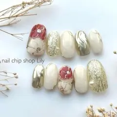 【オーダー専用】ネイルチップ　成人式ネイル　振袖ネイル　前撮りネイル　和柄　花柄