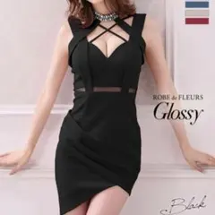 ROBEdeFLEURSGlossy ブラックキャバドレス