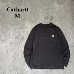 【Carhartt】カーハート（M）ヘンリーネック＊ロンT＊ポケット＊胸ロゴ